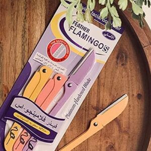 Feather Flamingo Facial Razors - Pack of 3 | For Face, Eyebrows & Body Hair Removal