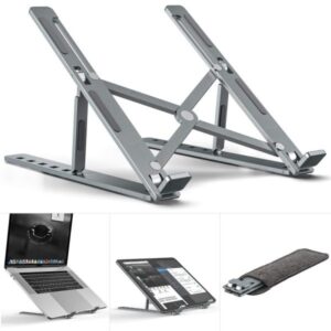 Aluminum Foldable Laptop Stand – Adjustable, Portable & Sturdy (Silver/Black)