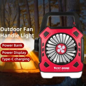 Rechargeable Desk & Camping Fan with LED, Flashlight & Power Bank
