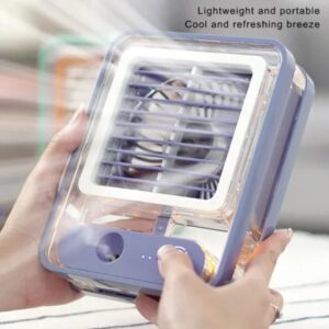 Portable USB Air Cooler Fan – 3-Speed, Mist Spray, Rechargeable