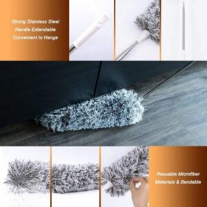 Extendable Microfiber Duster – Long Handle, Bendable Head, Washable | Fan & Ceiling Cleaner